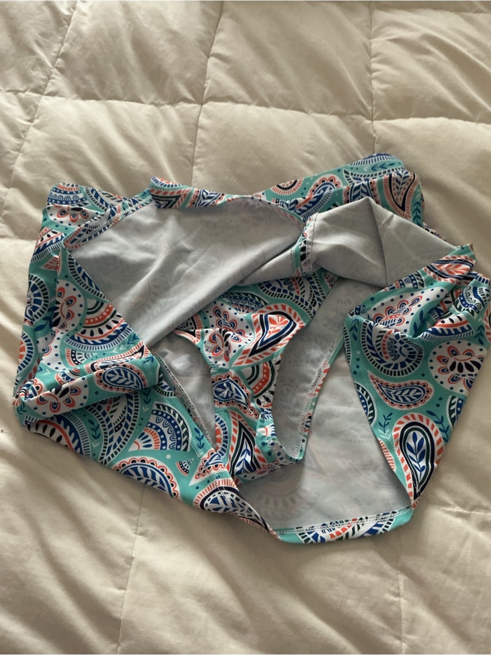 Turquoise Paisley Two-Piece Swim Set - Picture 8 of 15